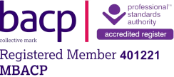 BACP logo, indicating Andreia Fortes’ membership in the British Association for Counselling and Psychotherapy, underscoring her commitment to ethical and professional standards.